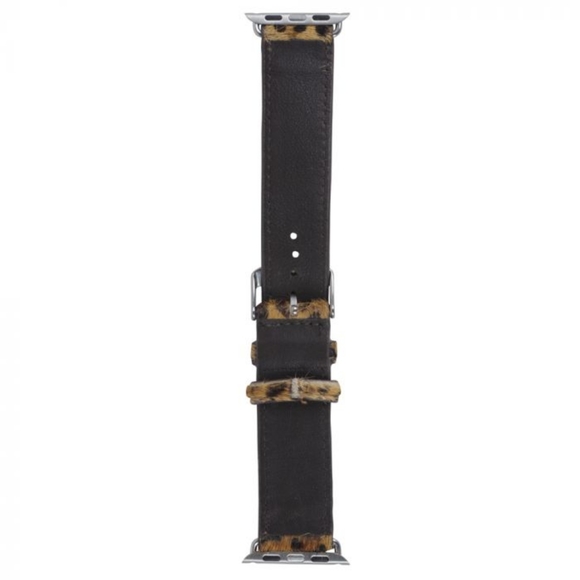 Genuine cowhide leopard cheetah leather watch band boho western brown black.new - Picture 3 of 4
